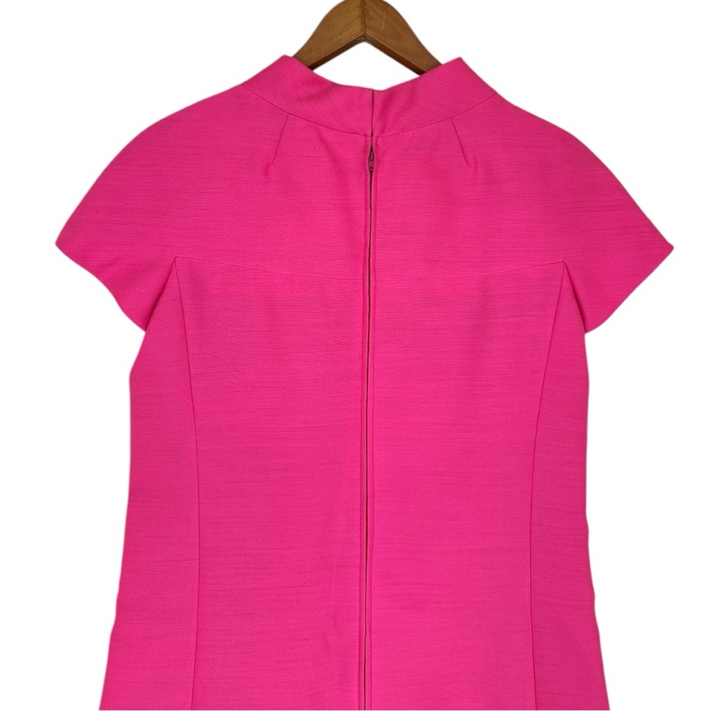 60’s Vintage Hot Pink Party Dress Cap Sleeve Bow Detail Cocktail Retro - Picture 5 of 13